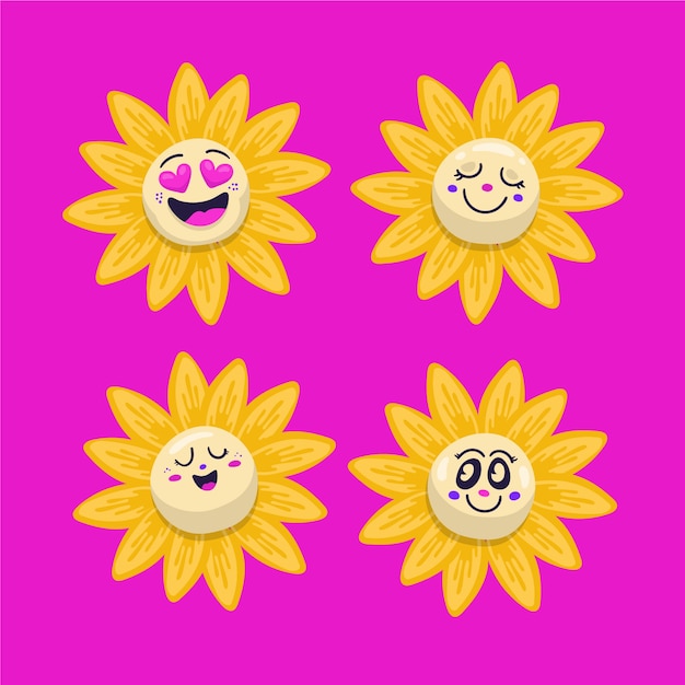 Hand drawn smiley face flower illustration