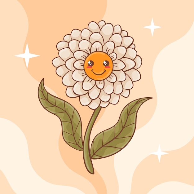 Vector hand drawn smiley face flower