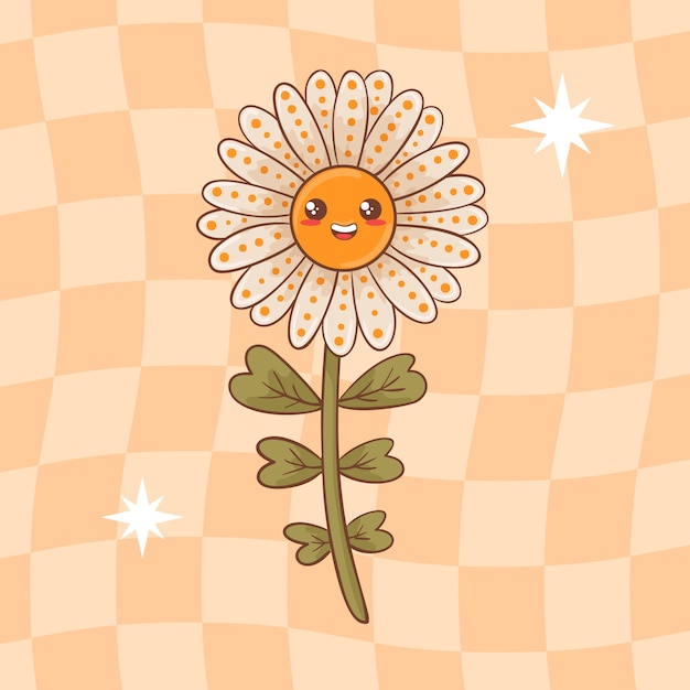 Vector hand drawn smiley face flower