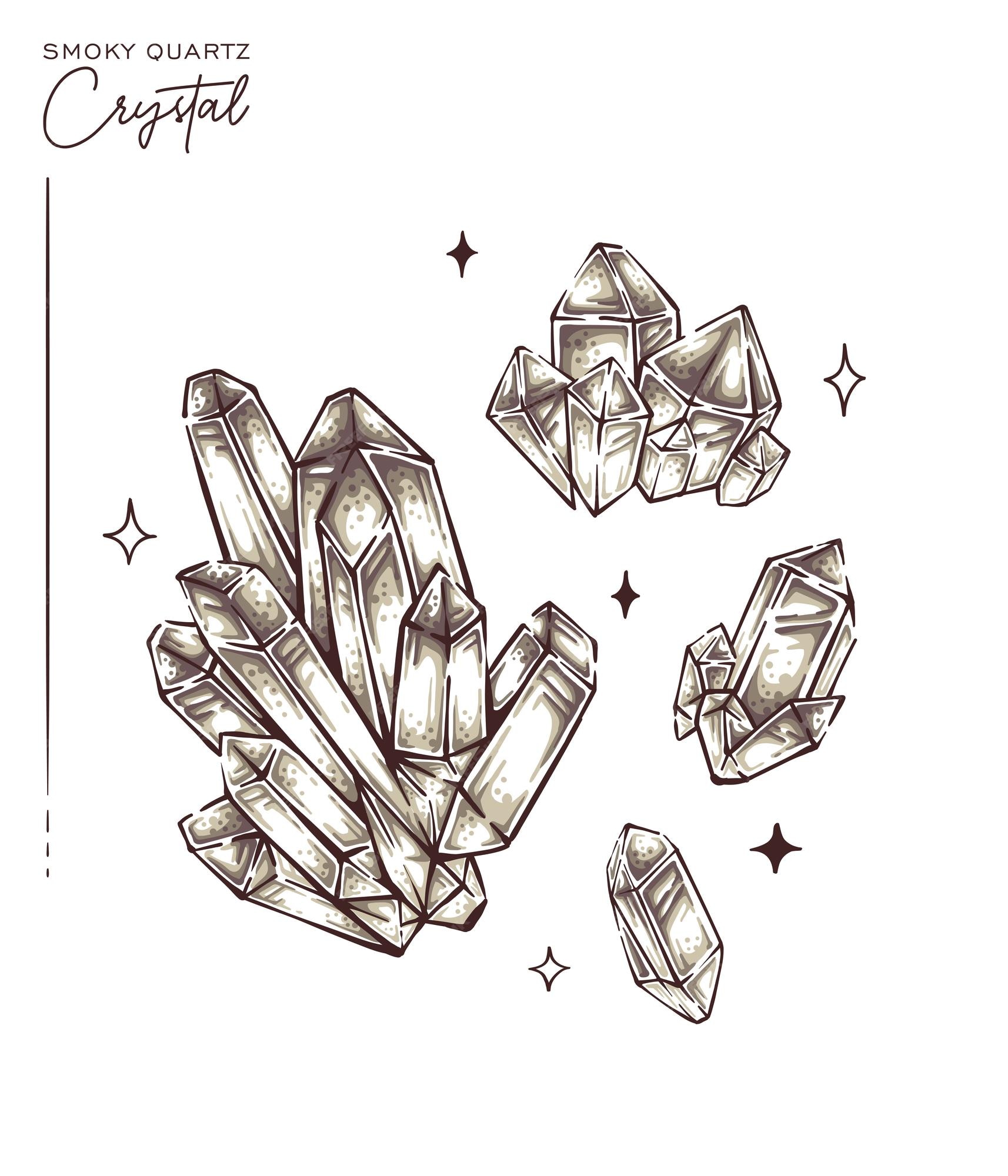 Premium Vector Hand drawn smoky quartz crystal illustration vector