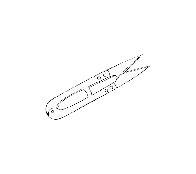 Hand drawn snapper scissors for sewing and needlework Isolated vector illustration on white