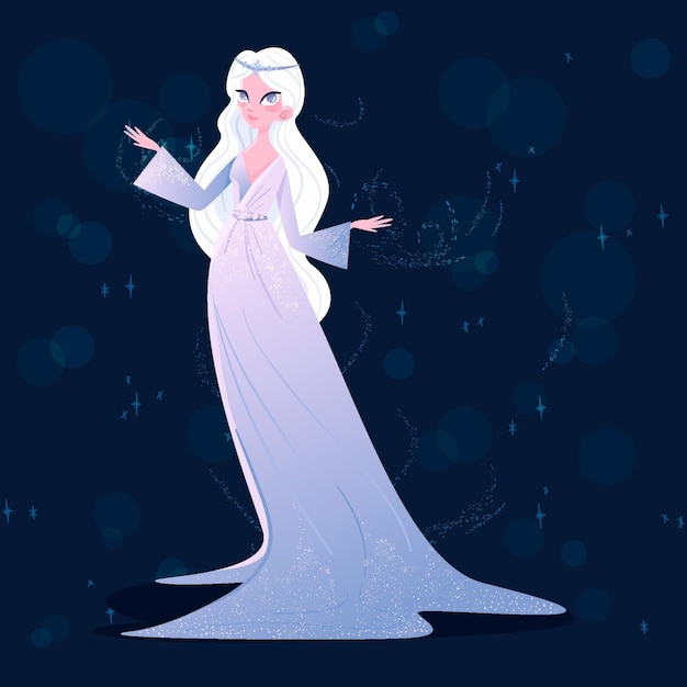 Hand drawn snow maiden character