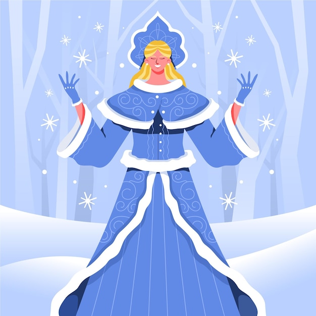 Hand drawn snow maiden character