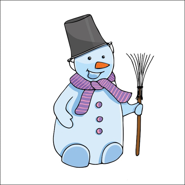 Hand-drawn snowman. Colorful vector doodle illustration. New Year decoration.