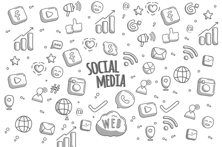 Vector hand drawn social media background