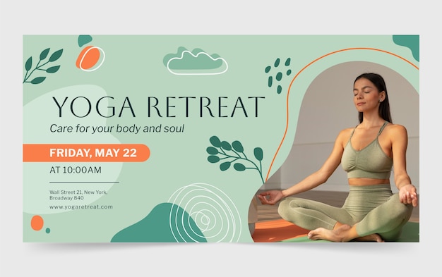 Premium Vector | Hand drawn social media promo template for yoga retreat