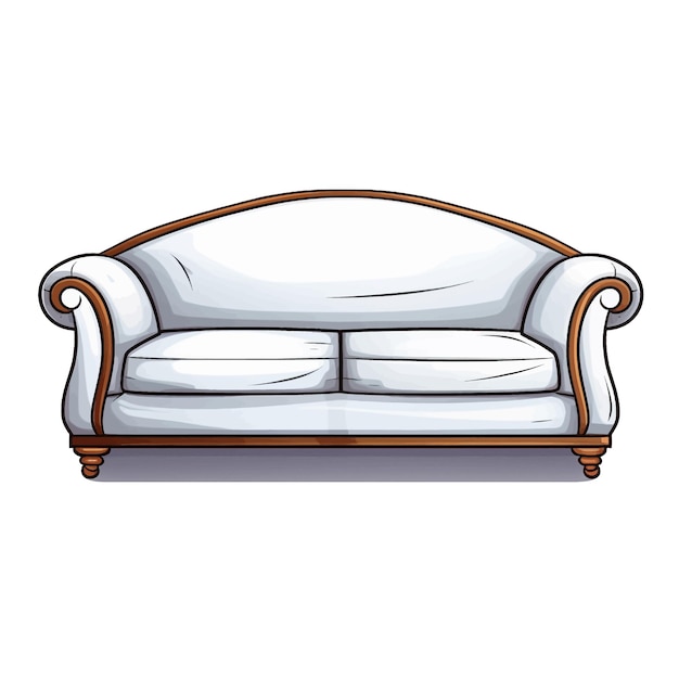 Vettore disegnato a mano divano cartone animato vettoriale illustrazione clipart sfondo bianco