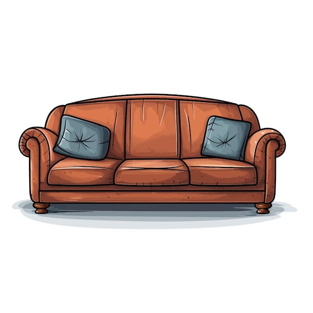 Vector hand drawn sofa cartoon vector illustration clipart white background