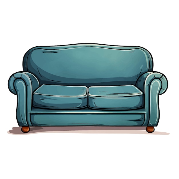 Disegnato a mano divano cartone animato vettoriale illustrazione clipart sfondo bianco