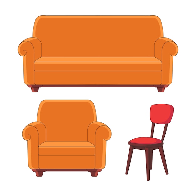 Vector hand drawn sofa and chair