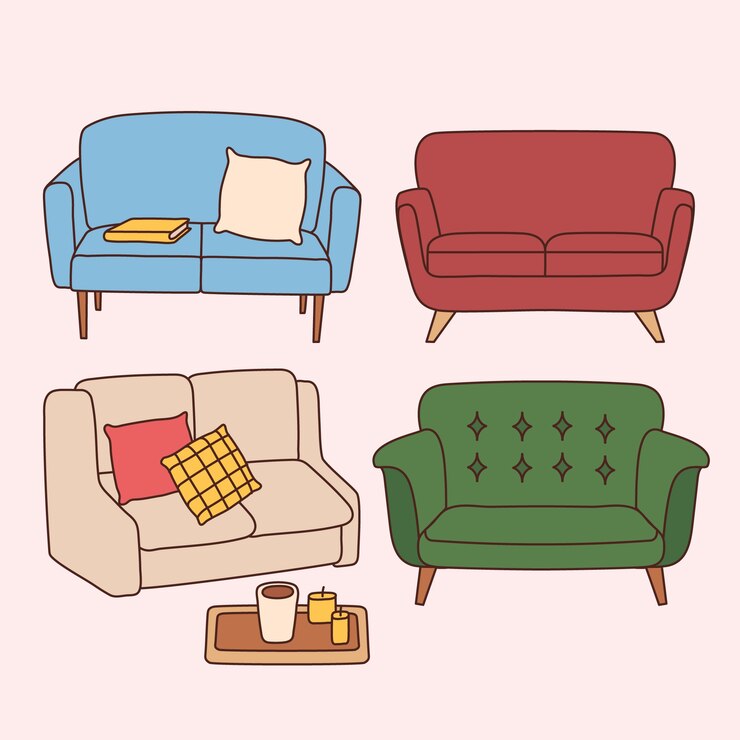 Vector 手描いたソファのコレクションのイラスト