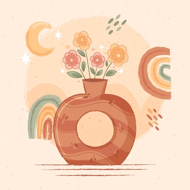hand drawn soft earth tones illustration