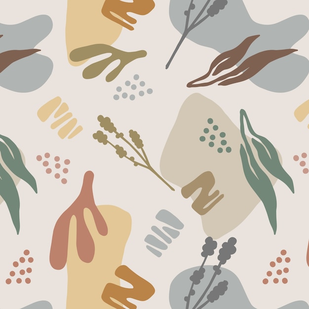 Vector hand drawn soft earth tones pattern