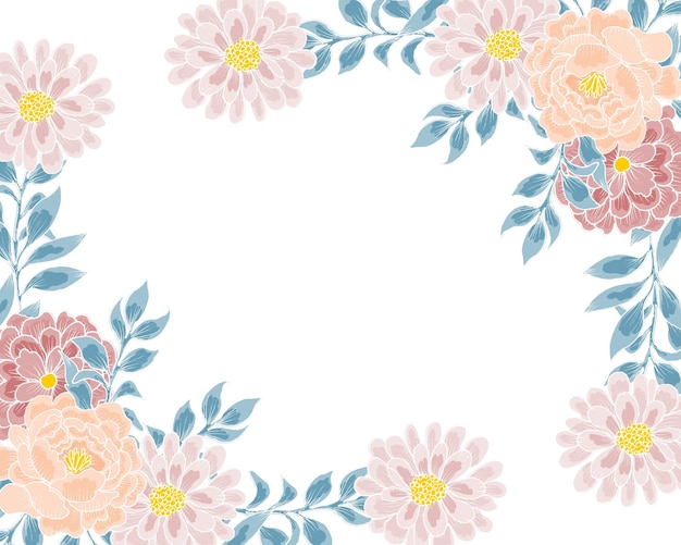 Vector hand drawn soft vintage rose border