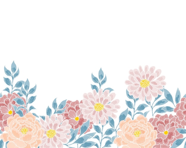 Vector hand drawn soft vintage rose seamless background