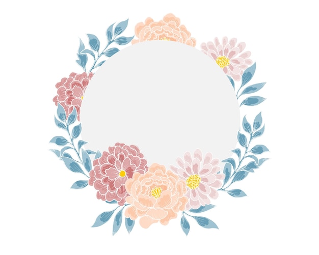 Hand Drawn Soft Vintage Rose Wreath