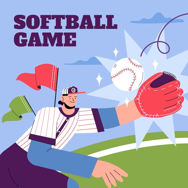 Vector hand drawn softball illustration