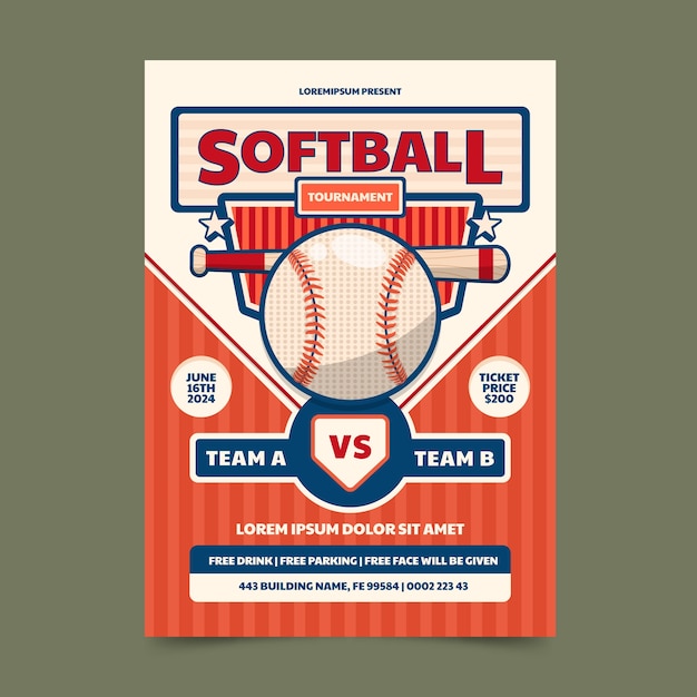 Hand drawn softball poster design