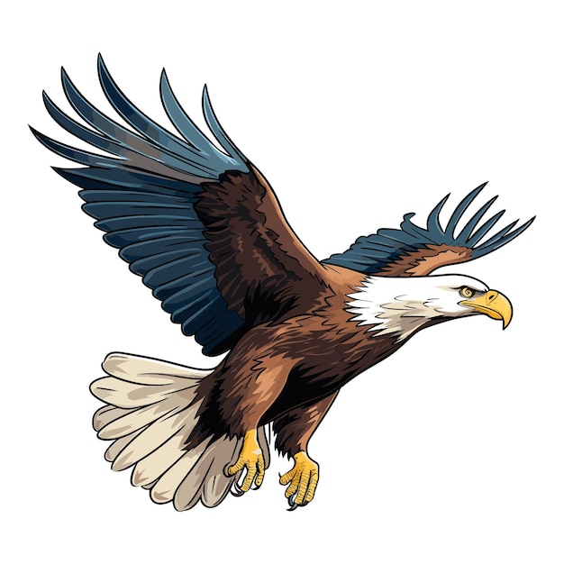 Vector hand drawn solid color bald eagle illustration