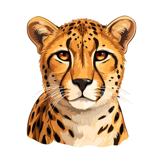 Hand Drawn Solid Color Cheetah Illustration