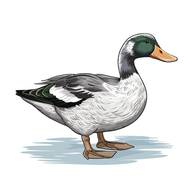 Hand Drawn Solid Color Duck Illustration