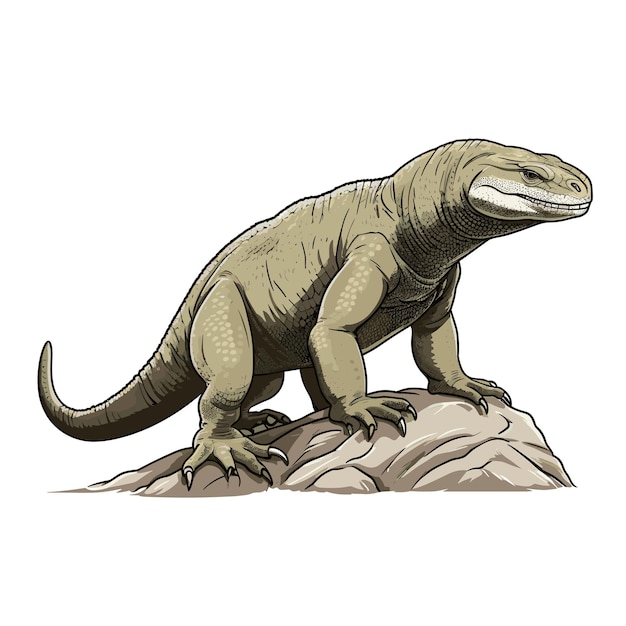 Hand Drawn Solid Color Komodo Dragon Illustration