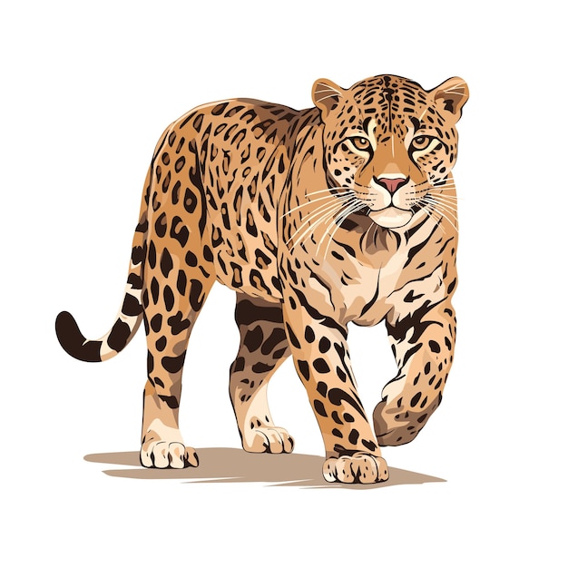 Hand Drawn Solid Color Leopard Illustration