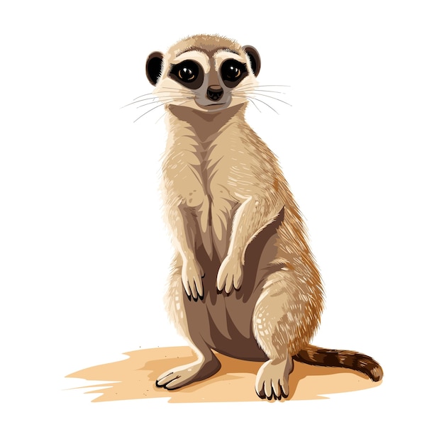 Hand drawn solid color meerkat illustration