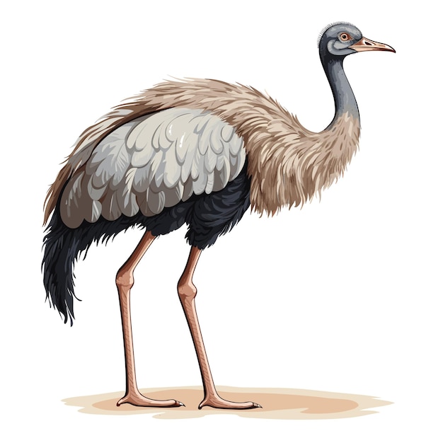 Hand Drawn Solid Color Ostrich Illustration