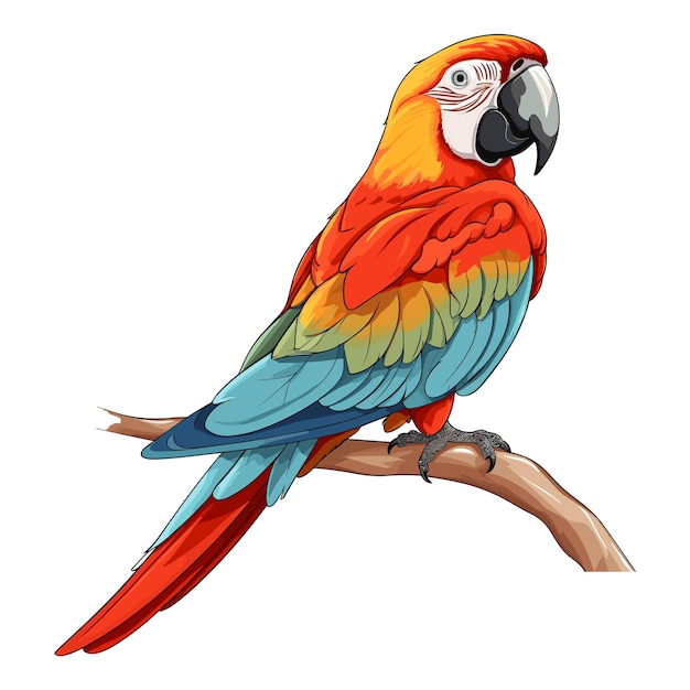 Vettore illustrazione del pappagallo in tinta unita disegnata a mano