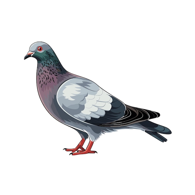Vector hand drawn solid color pigeon illustration