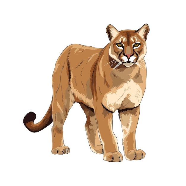 Hand Drawn Solid Color Puma Illustration