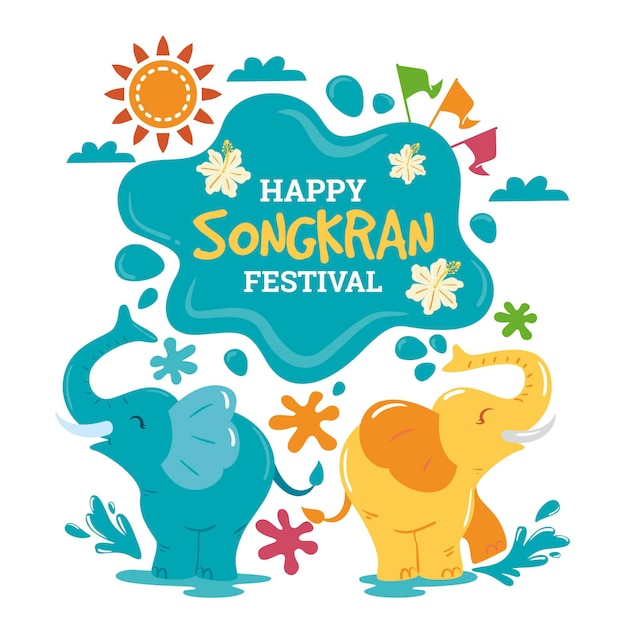 Illustrazione disegnata a mano di celebrazione di songkran