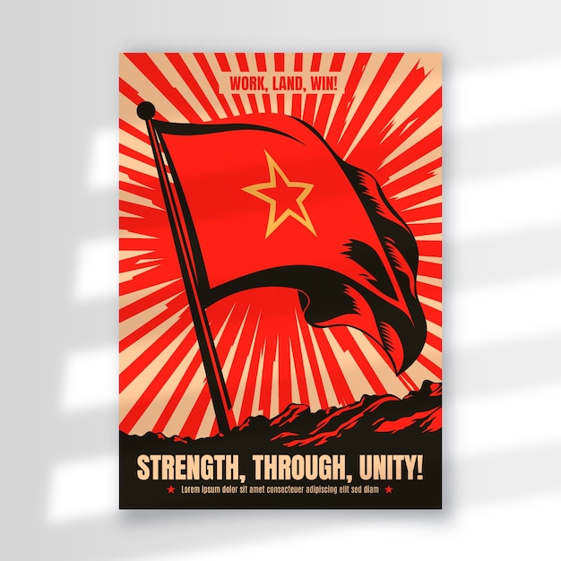 Vettore poster di propaganda sovietica disegnato a mano