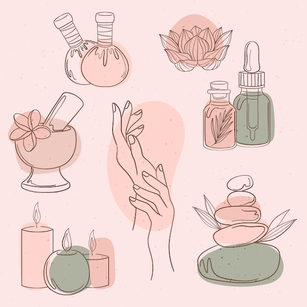 Vector hand drawn spa elements