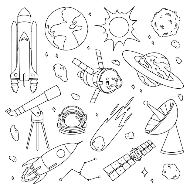 Vector hand drawn space collection