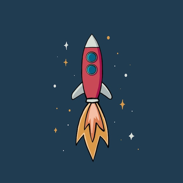 Vector hand drawn spaceship flat design