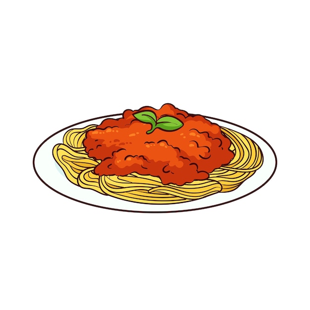 Нарисованные от руки спагетти еда 1