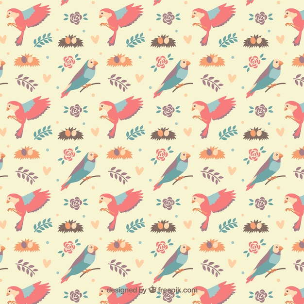 Hand drawn sparrows pattern