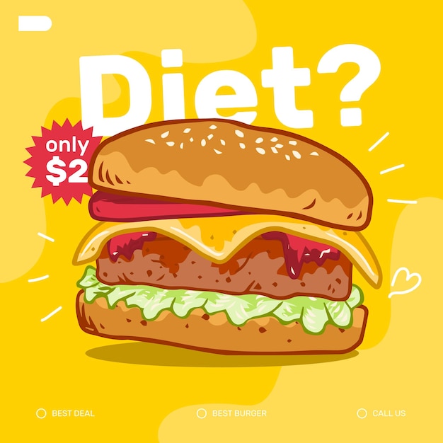 Hand drawn special burger promotional template