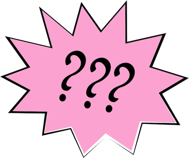 A hand-drawn speech bubble and a question mark highlighted on a white background. Vector