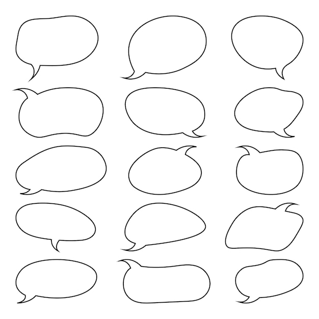 Hand Drawn Speech Bubbles Flat Vector Set