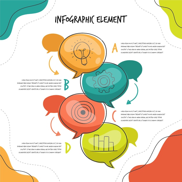 Infographics di bolle di discorso disegnato a mano