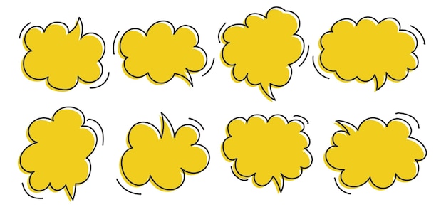 Hand drawn speech bubbles Set of cute speech bubble in doodle style