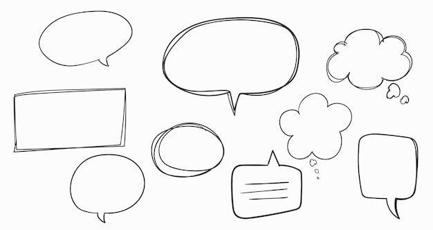 Hand drawn Speech Bubbles on white background