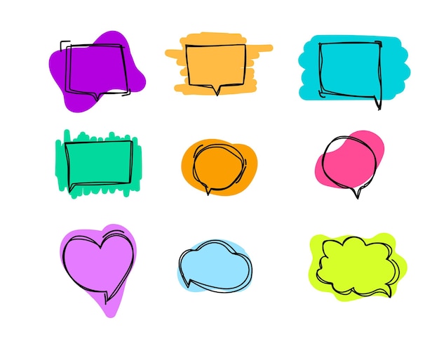 Vector hand drawn speech bubbles