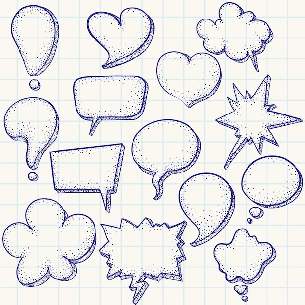 Vector hand-drawn speech bubbles