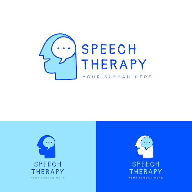 Vector hand drawn speech therapy logo