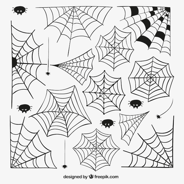 Hand drawn spider webs