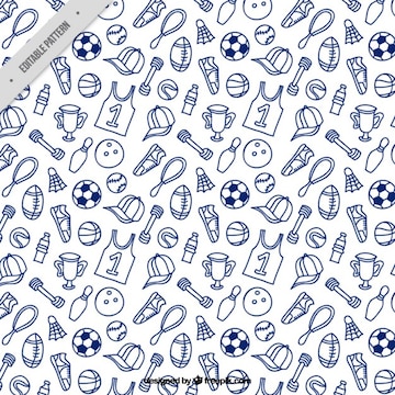 Premium Vector  Hand drawn sport accessories pattern